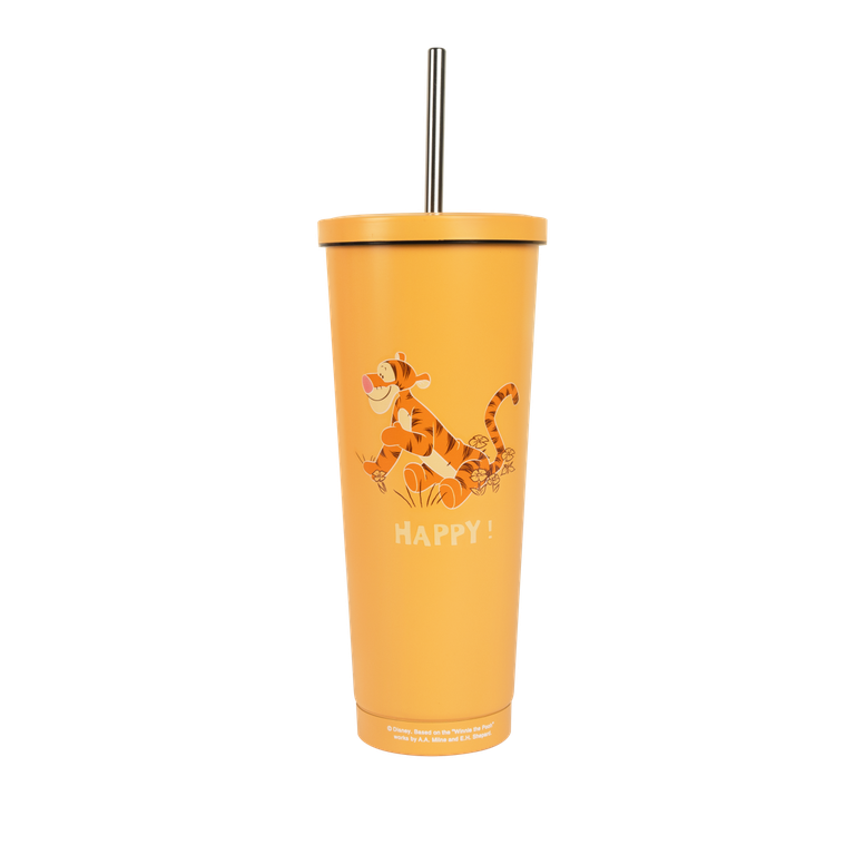 Disney Winnie The Pooh Tiggers Family Mart Taiwan Limited 750ml 304 Stainless Steel Cup w/ Straw Set Tigger ver