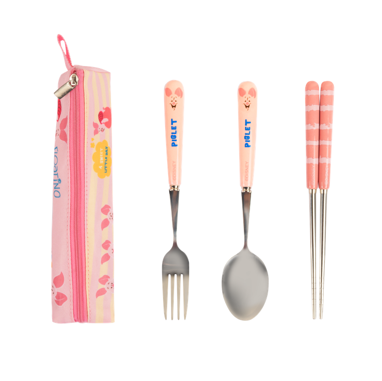 Disney Winnie The Pooh Tiggers Family Mart Taiwan Limited Shopsticks Fork Spoon Tableware Set Piglet ver