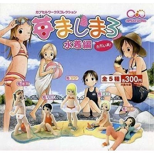 Toy's Works Capsule Ichigo Mashimaro Strawberry Marshmallow Bikini Swimsuit ver Gashapon 5 1P + 5 2P Color 10 Figure Set