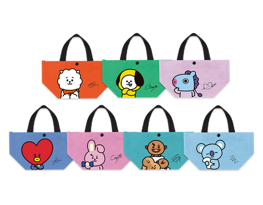 Line Friends x BTS BT21 Taiwan Family Mart Limited 7 12" Canvas Tote Bag Set