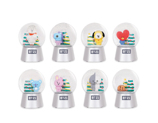 Line Friends x BTS BT21 Taiwan Family Mart Limited 8 Snow Crystal Ball Figure Set