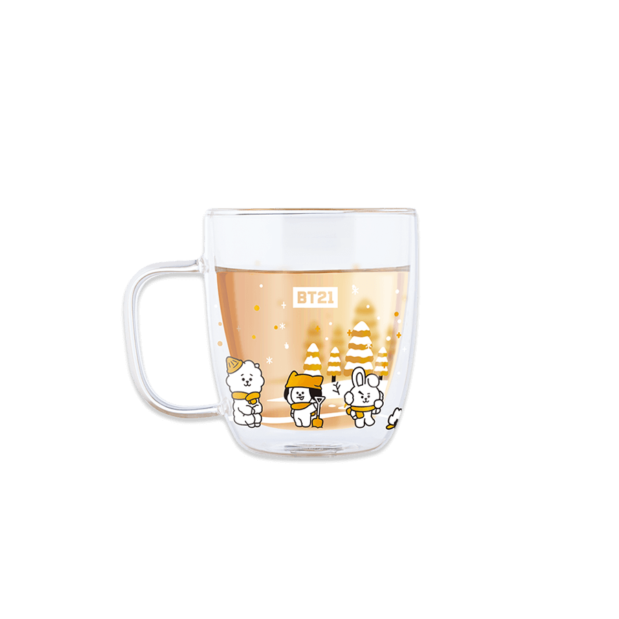 Line Friends x BTS BT21 Taiwan Family Mart Limited 400ml Double Glass Mug Cup