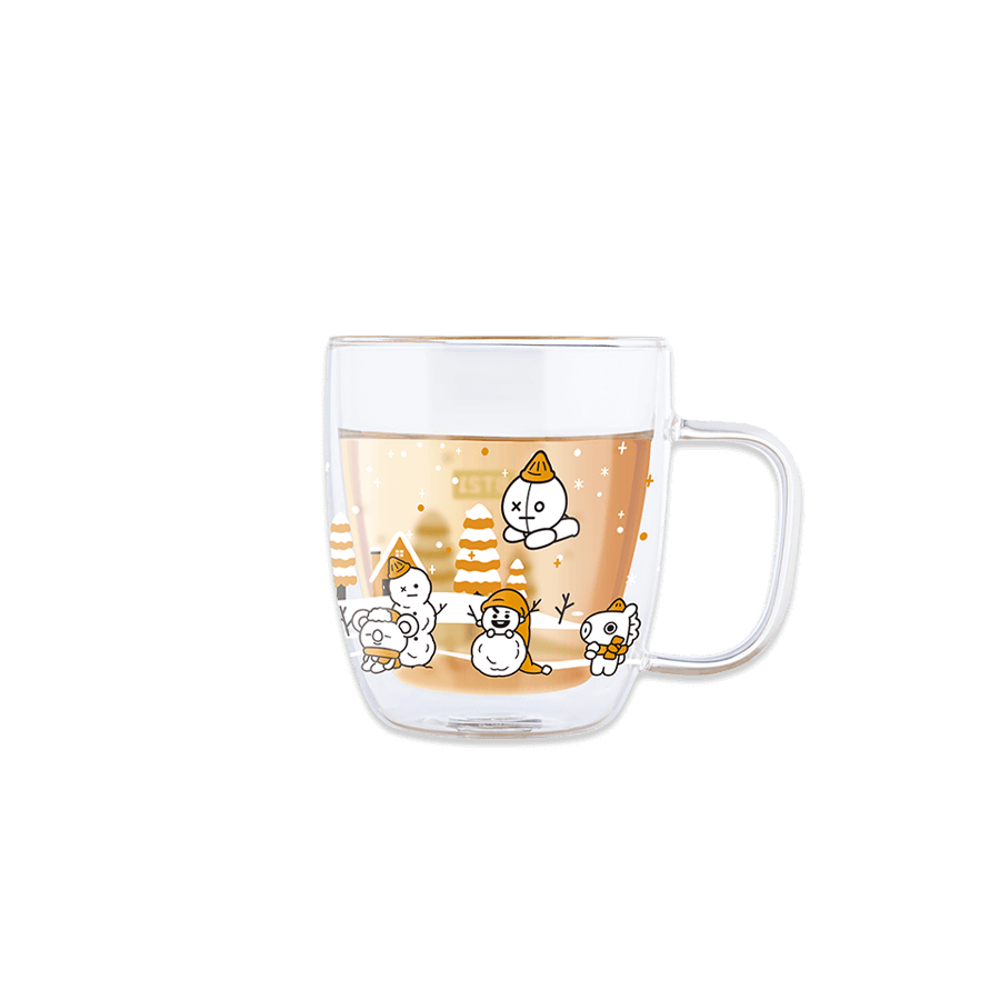 Line Friends x BTS BT21 Taiwan Family Mart Limited 400ml Double Glass Mug Cup