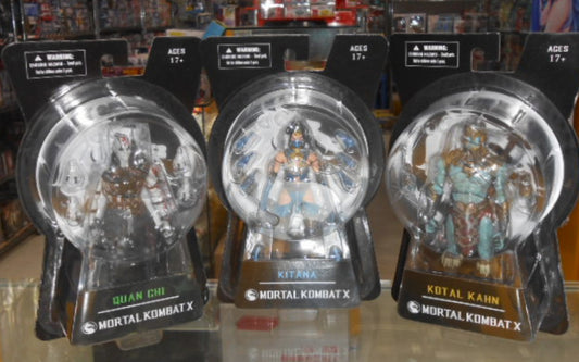 Mezco Toys Mortal Kombat X Quan Chi Kitana Kotal Kahn 3 Action Figure Set