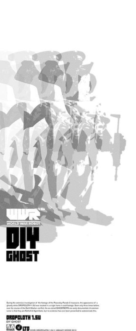 ThreeA 3A Toys Ashley Wood WWRp World War Robot Dropcloth DIY Ghost Ver 12" Vinyl Figure