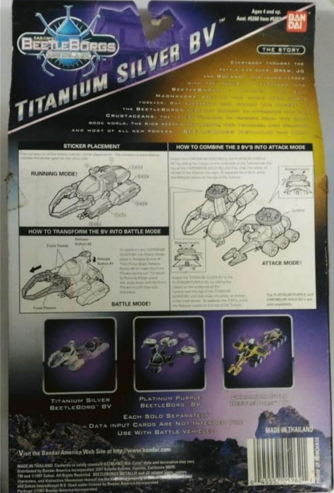 Bandai 1996 Saban's Beetle Borgs Metallix Titanium Silver BV Action Figure
