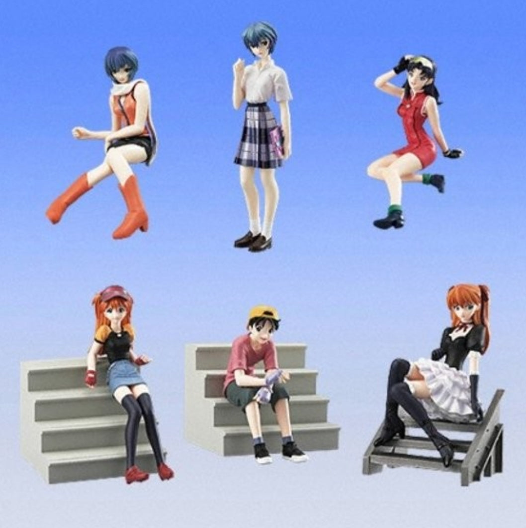 Bandai Neon Genesis Evangelion EVA Gashapon Sadamoto Yoshiyuki Collection Part 4 6 Trading Figure Set