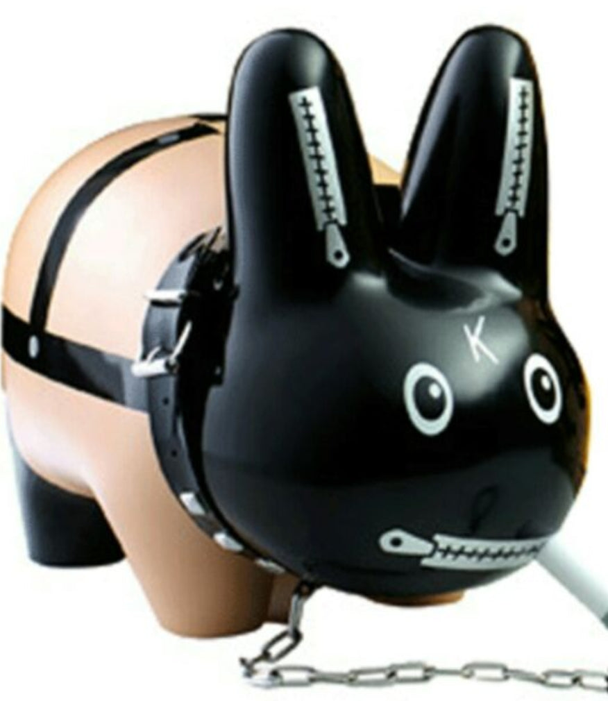 Kidrobot 2008 Frank Kozik Smorkin Labbit Bondage Gimp Black 10" Vinyl Figure