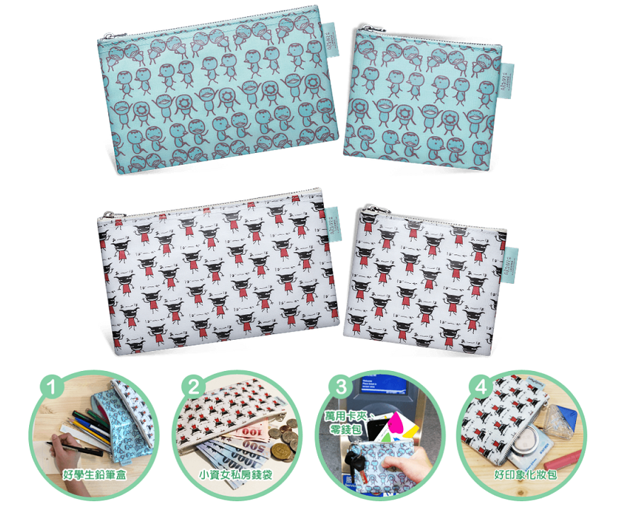 Aranzi Aronzo 14"x8" Double Sided 2 Tote Bag 4 Cosmetic Purse Set - Lavits Figure
- 3