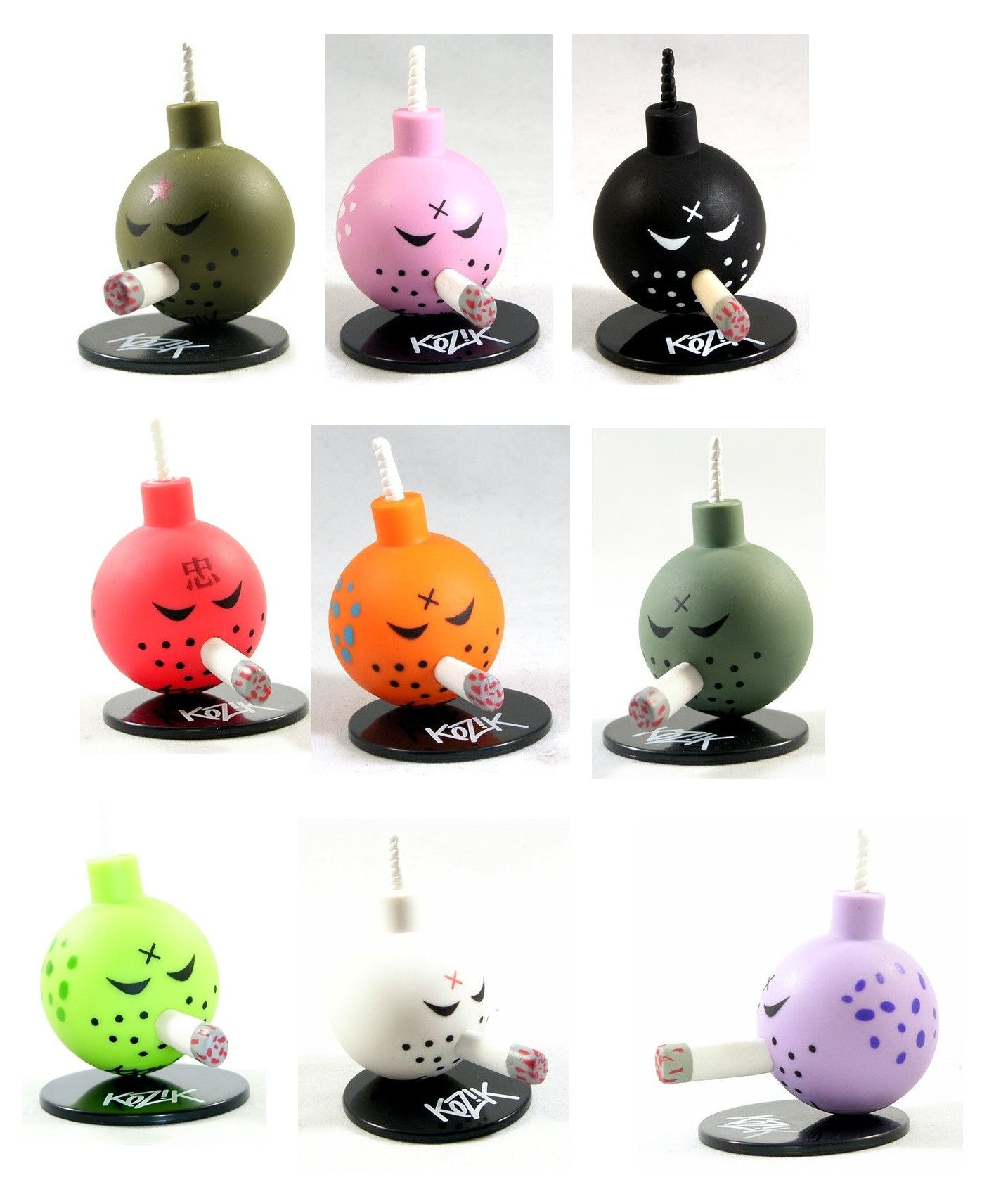 Toy2R 2008 Frank Kozik WTF Bomb Smokin' 9 2" Vinyl Figure Set - Lavits Figure