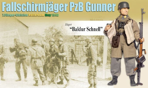 Dragon 1/6 12" WWII Rotterdam 1940 Fallschirmjäger PzB Gunner 7 Fliegerdivision Jäger Baldur Schnell Action Figure
