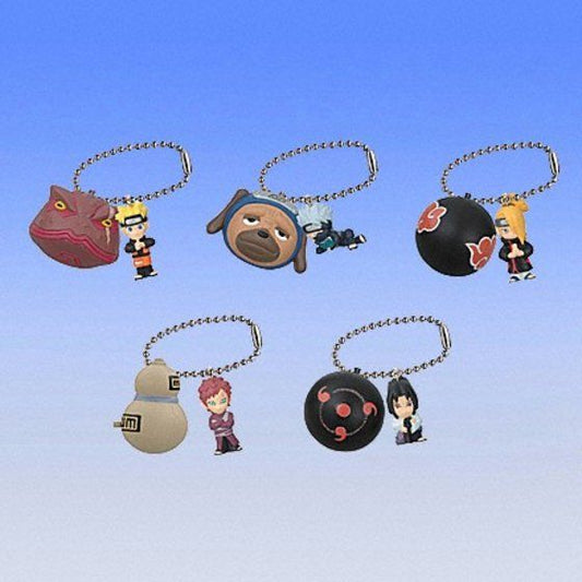 Bandai 2008 Naruto Gashapon RinRin Swing 5 Strap Mascot Collection Figure Set