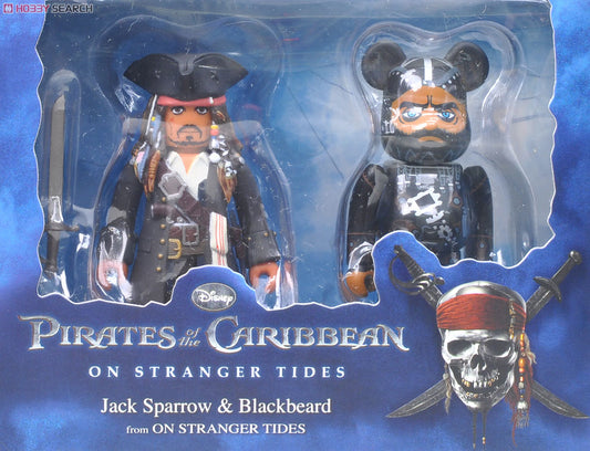 Medicom Toy 100% Kubrick & Be@rbrick Pirates Caribbean on Stranger Tides Jack Sparrow & Blackbeard Action Figure Set