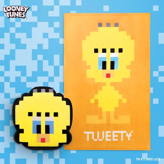 Looney Tunes Taiwan Poya Limited Pixel Art Style Tweety Plush Doll & Blanket