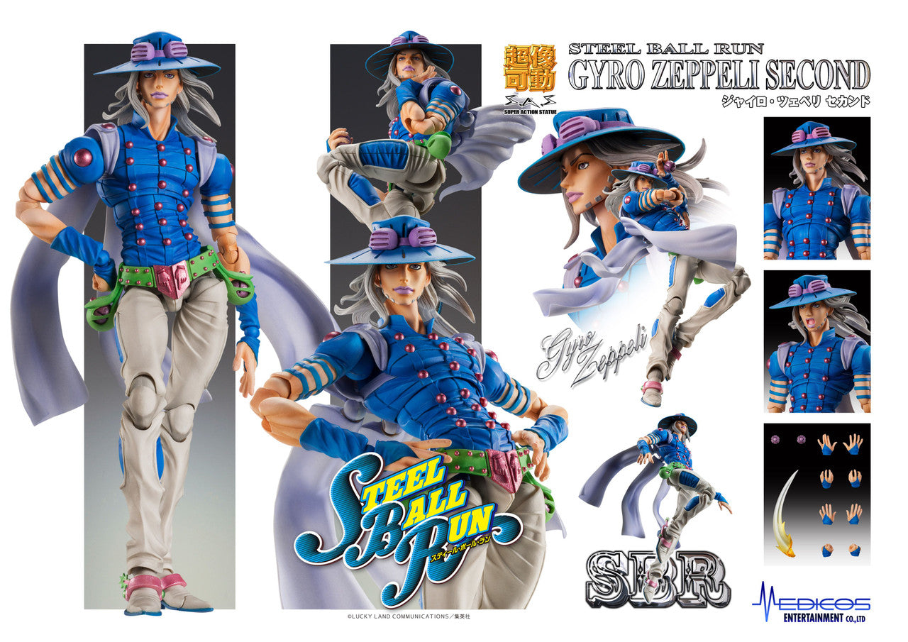 Medicos SAS Super Action Statue JoJo's Bizarre Adventure P7 Steel Ball Run Gyrozeppeli Second Action Figure