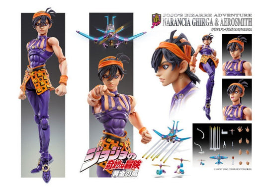 Medicos SAS Super Action Statue JoJo's Bizarre Adventure P5 Golden Wind Narancia Ghirga & Aerosmith Action Figure