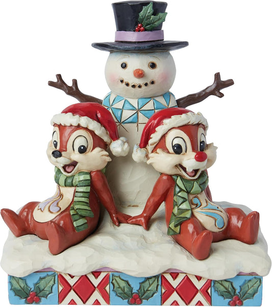 Enesco Jim Shore Disney Traditions Chip 'n' Dale with Snowman 5" Collection Figure