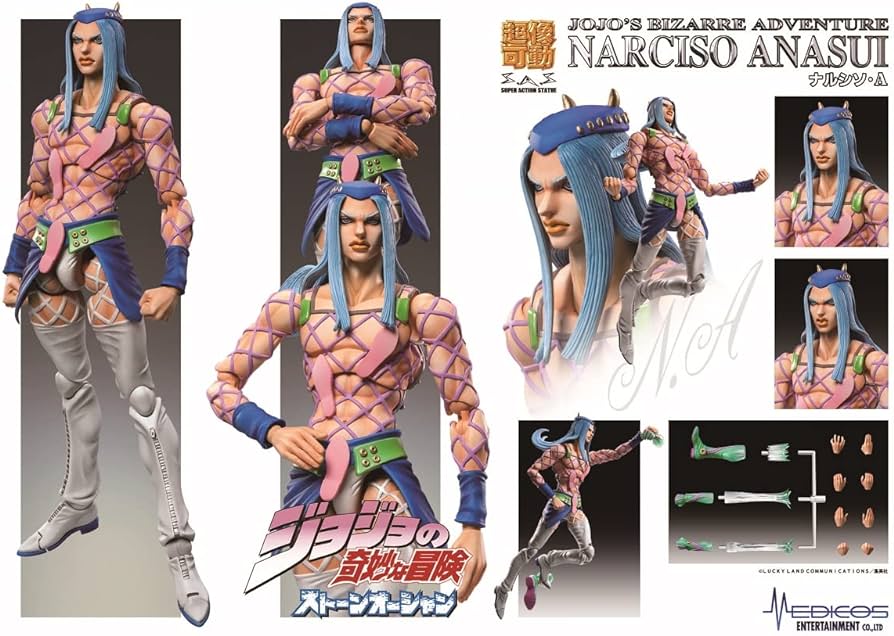 Medicos SAS Super Action Statue JoJo's Bizarre Adventure P6 Stone Ocean Narciso Anasui Action Figure