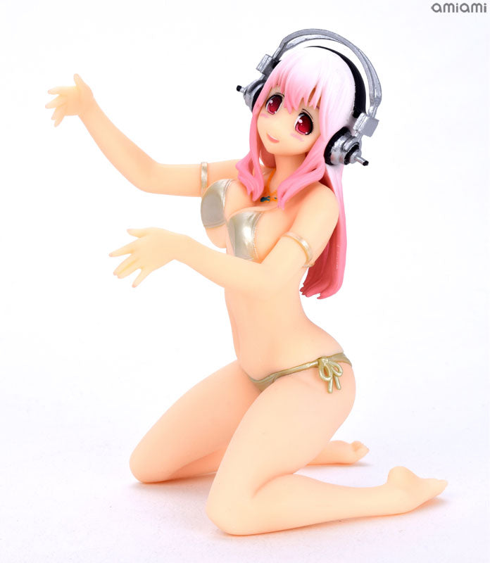 Furyu Nitro Super Sonico Drink Holder Golden Swimsuit Bikini ver Pvc Figure