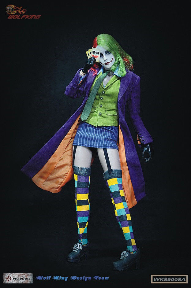 Wolfking 1/6 12" WK89008A Batman Perempuan Joker Harley Quinn Action Figure