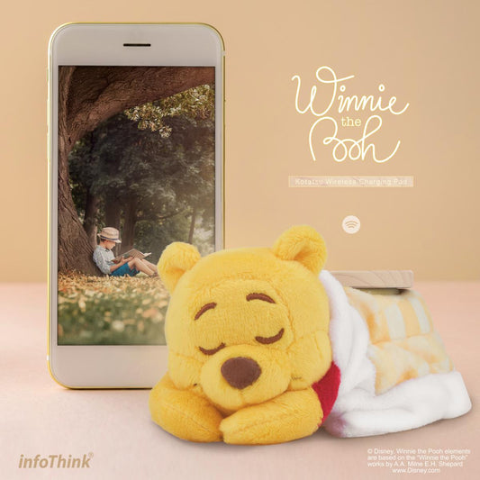 InfoThink Disney iWCQ-300 Warm Table Style Wireless Charger Charging Pad Winnie The Pooh ver Plush Doll Figure