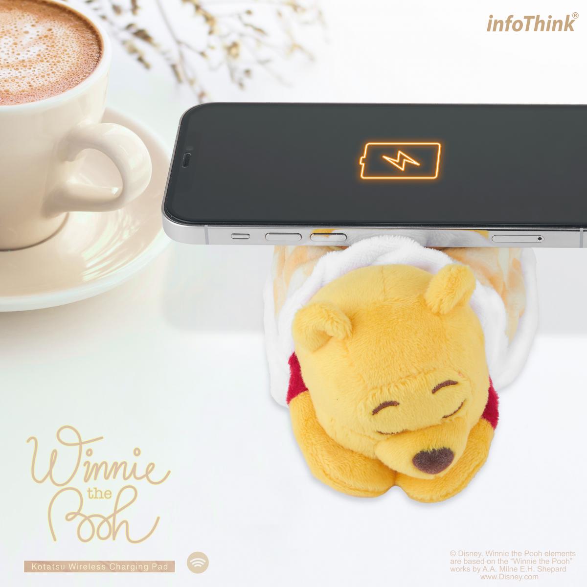 InfoThink Disney iWCQ-300 Warm Table Style Wireless Charger Charging Pad Winnie The Pooh ver Plush Doll Figure