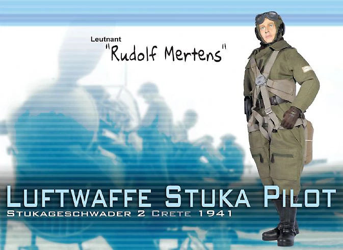 Dragon 12" 1/6 WWII Crete 1941 Luftwaffe Stuka Pilot Leutnant Rudolf Mertens Action Figure