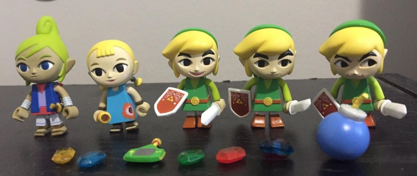 Yujin Legend Of Zelda Wind Walker Gashapon Kubrick Style 5 Action Figure Set