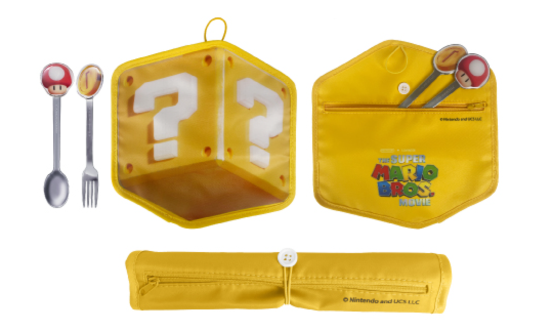 Nintendo The Super Mario Bros Movie Taiwan Family Mart Limited Spoon & Fork Tableware Set Question Block ver