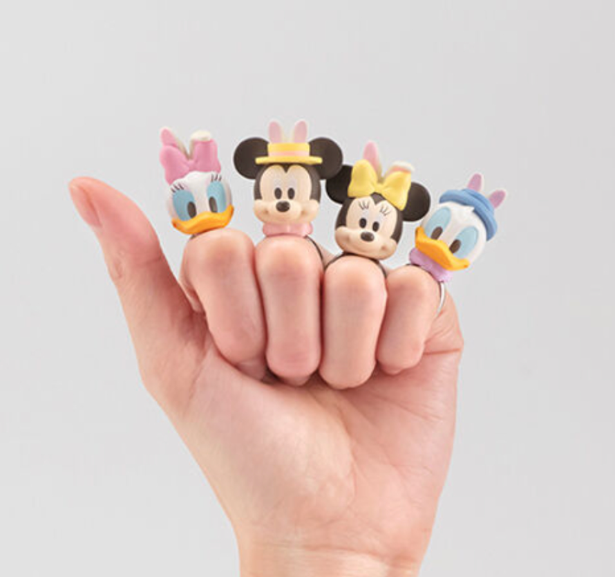 Bandai Ringcolle! Gashapon Disney Characters Finger Ring Easter ver 4 Collection Figure Set