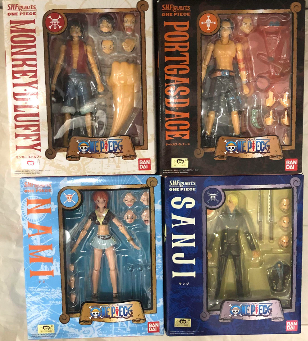 Bandai One Piece SHF S.H.Figuarts Luffy Ace Nami Sanji 4 Action Figure Set