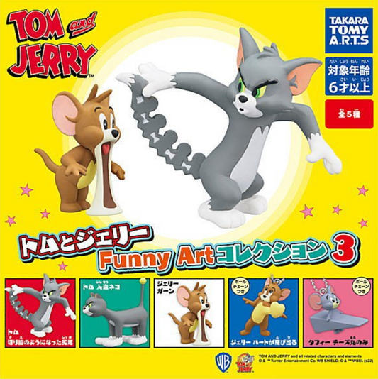 Takara Tomy Tom and Jerry Gashapon Funny Art Collection Part 3 5 Mascot Strap Figure Set