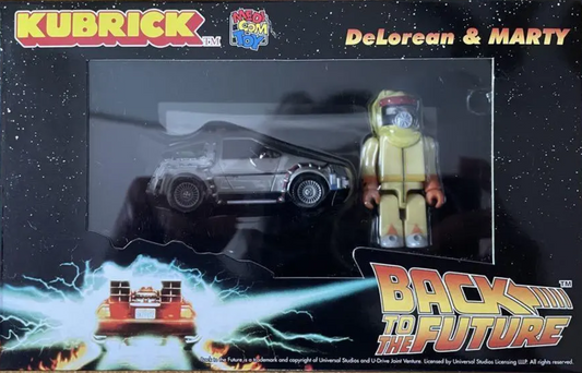 Medicom Toy Kubrick 100% Back To The Future DeLorean & Marty 3" Vinyl Figure Set