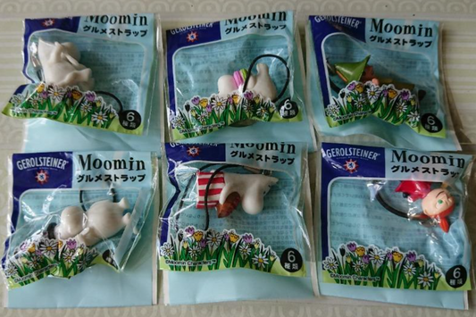 Gerolsteiner The Story of Moomin Valley 6 Character Mascot Strap Trading Figure Set