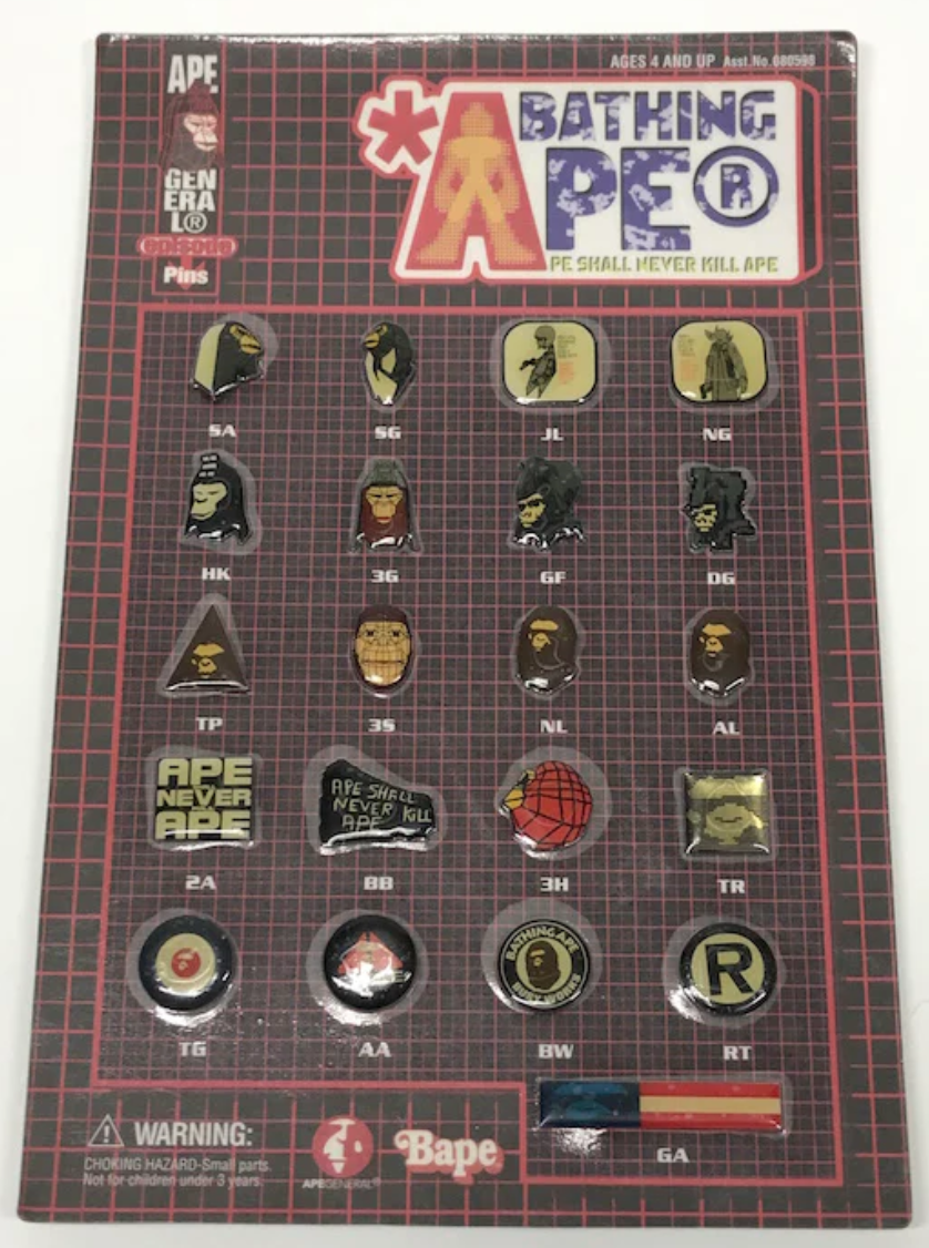 1999 A Bathing Ape Bape x Futura 21 Metal Pin Set