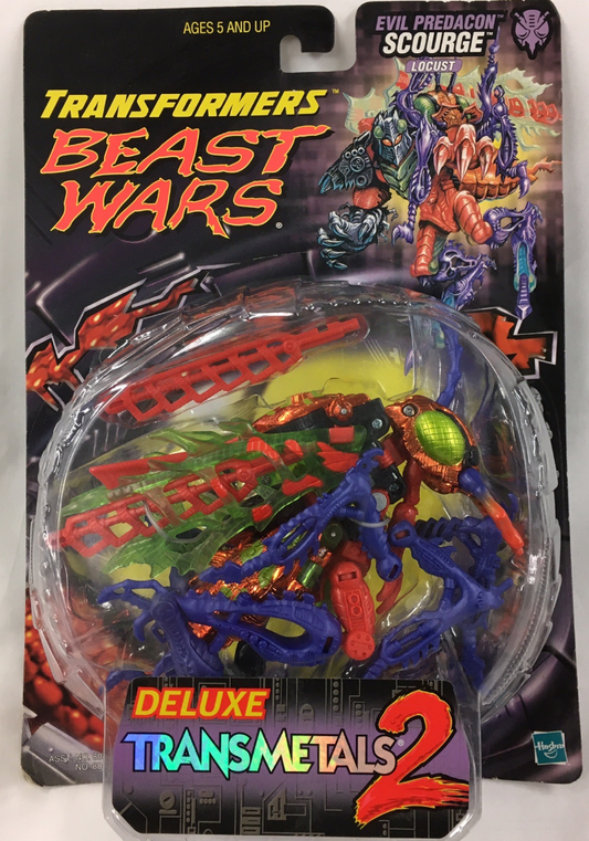 Hasbro 1999 Transformers Beast Wars Dinobots Deluxe Transmetals 2 Evil Predacon Scourge Locust Action Figure