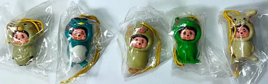 Yujin Monchhichi Gashapon Cosplay Animal Part 1 5 Mini Phone Strap Figure Set