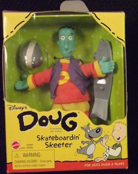 Mattel 1991 Disney's Doug Jim Jinkins Skateboardin' Skeeter Action Figure