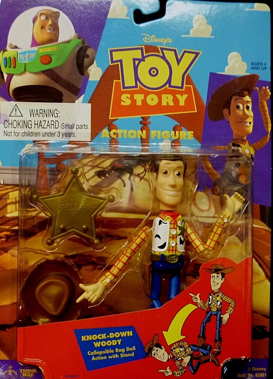 Thinkway 1995 Disney Pixar Toy Story Knock Down Woody Action Figure
