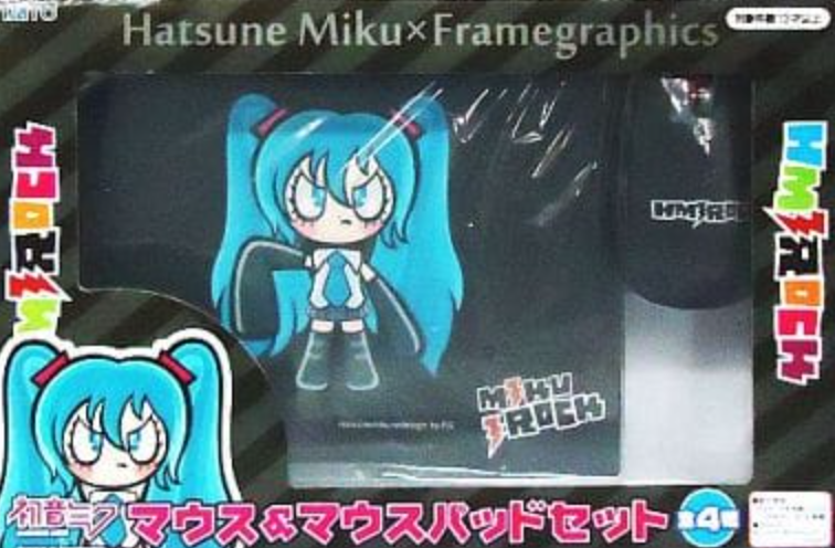 Taito Vocaloid Hatsune Miku x Framegraphics HM Rock Mouse & Mouse Pad Set Black ver