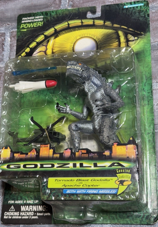 Trendmasters 1998 Godzilla Series 1 Tornado Blast Godzilla v.s. Apache Copter Action Figure