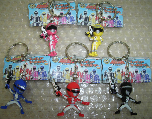 Banpresto Power Rangers Operation Overdrive Boukenger 5 Key Holder Strap Trading Figure Set