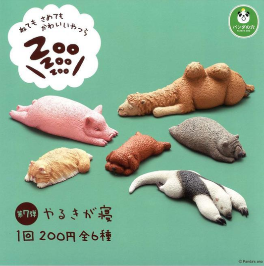 Takara Tomy Panda's Ana Gashapon Zoo Sleeping Animal Part 7 6 Mini Figure Set
