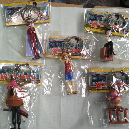 Banpresto One Piece From TV Animation Mascot Collection Key Chain Holder Strap New Friends ver 5 Trading Figure Set
