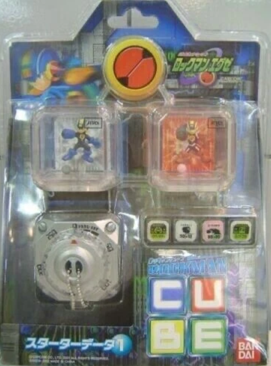 Bandai 2001 Capcom Mega Man Rockman Cube Starter Data Set No 1 Silver ver Trading Figure