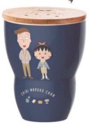 Chibi Maruko Chan Watsons Limited 5" Ceramics Mug Cup & Bamboo Lip Coaster Set Blue ver
