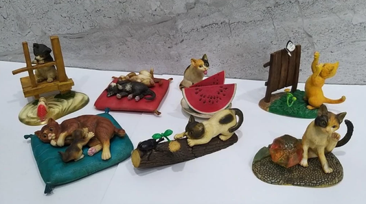 Yujin Showa No Nyanko Cat Gashapon Part 1 6+1 Secret 7 Mini Figure Set