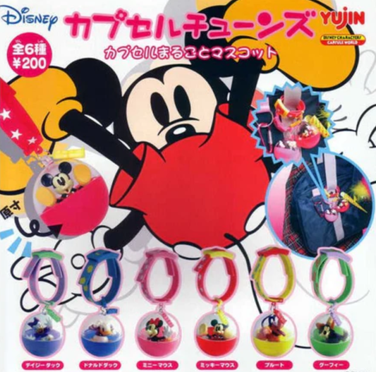 Yujin Disney Characters Capsule World Gashapon Capsule Tunes Strap 6 Mascot Collection Figure Set