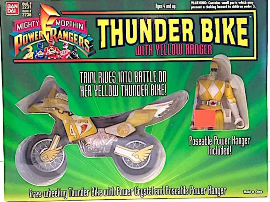 Bandai Mighty Morphin Power Rangers Thunder Bike with Yellow Ranger Action Figure