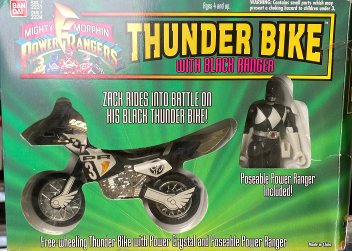 Bandai Mighty Morphin Power Rangers Thunder Bike with Black Ranger Action Figure